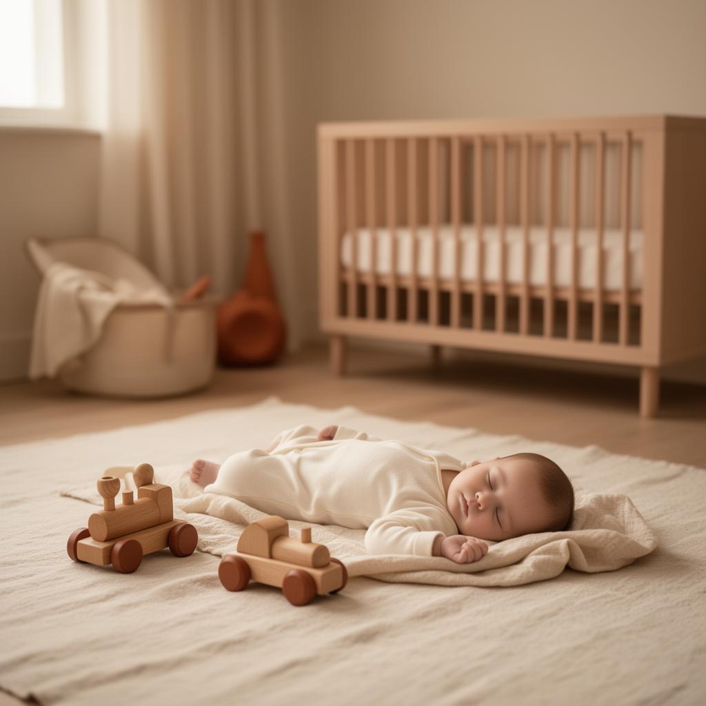 A serene nursery with wooden toys